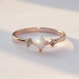 NWOB Delicate rose gold fire opal ring